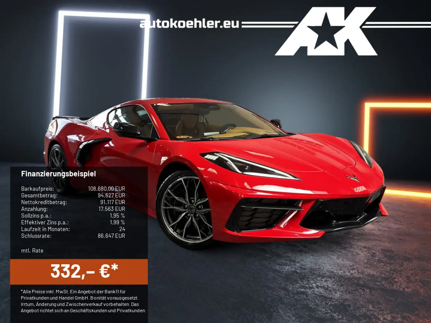 Corvette C8 Coupe 3LT, Lift, Magnetic, Z51, VOLL!!! Rot - 1