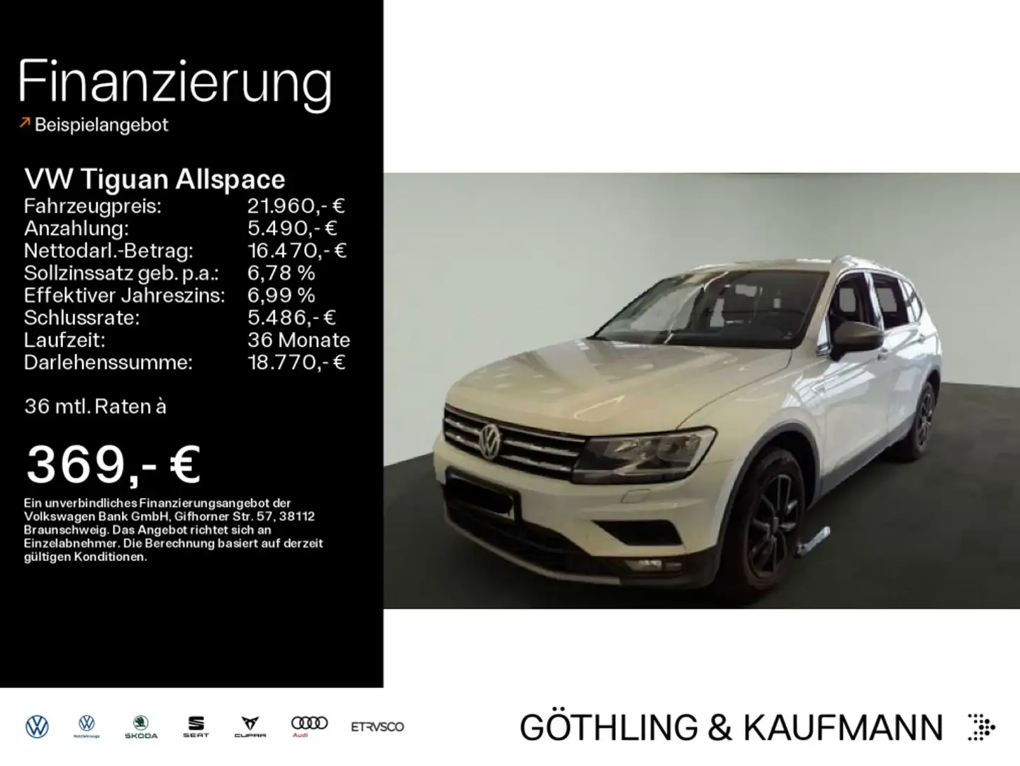 Volkswagen Tiguan Allspace Comfortline 1.5 TSI*Navi*PDC*Key Weiß - 1