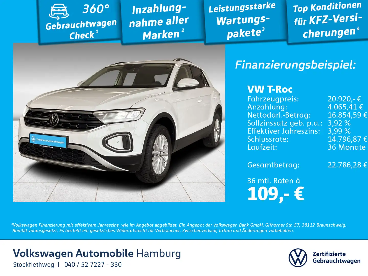 Volkswagen T-Roc 1.0 TSI Life Navi Sitzhzg LED CarPlay Weiß - 1
