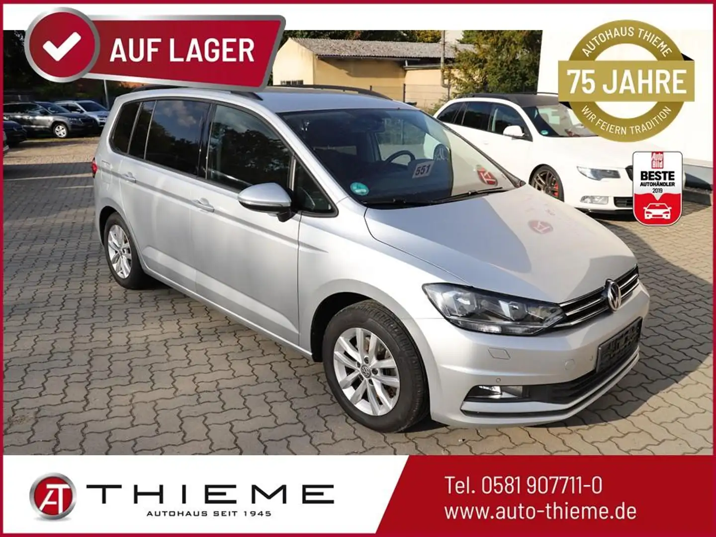 Volkswagen Touran Comfortline 150PS TDI - AHK/Family/SHZ/1.Hd/8-f... Argent - 1