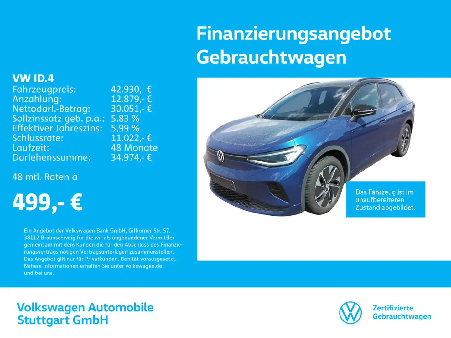 Volkswagen ID.4 GTX Navi P-Dach Kamera AHK Blau - 1