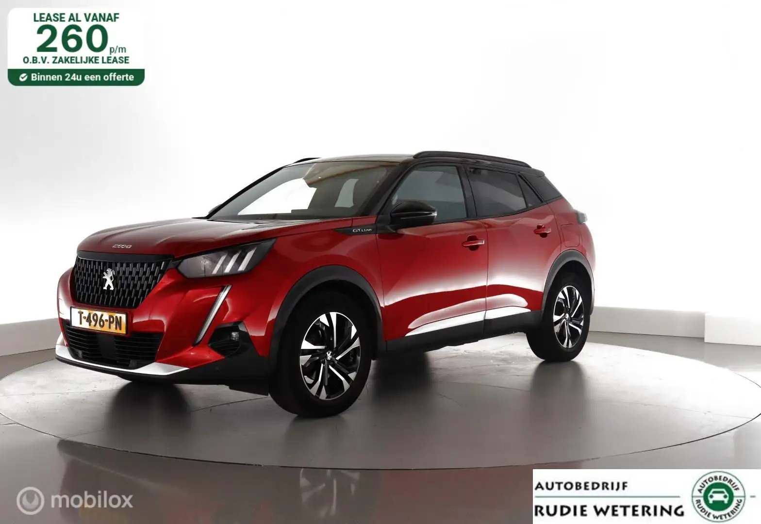 Peugeot 2008 1.2 130Pk Automaat GT-Line led|leer|cam|dab|ecc|st Rood - 1