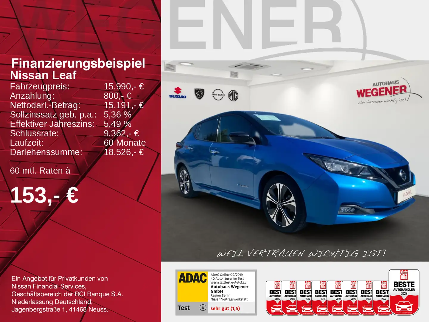Nissan Leaf LEAF TEKNA 3xSitzh LED 360° AVM LEDER Blau - 2