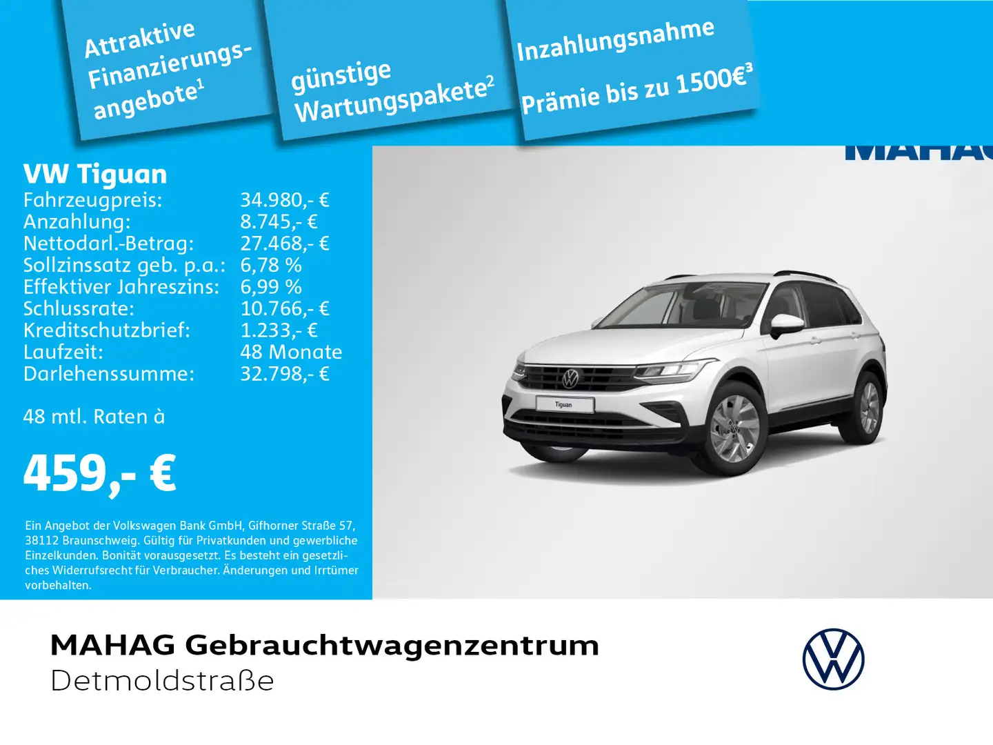 Volkswagen Tiguan 2.0 TDI 4Mot. LIFE Navi LED Kamera DSG Weiß - 1