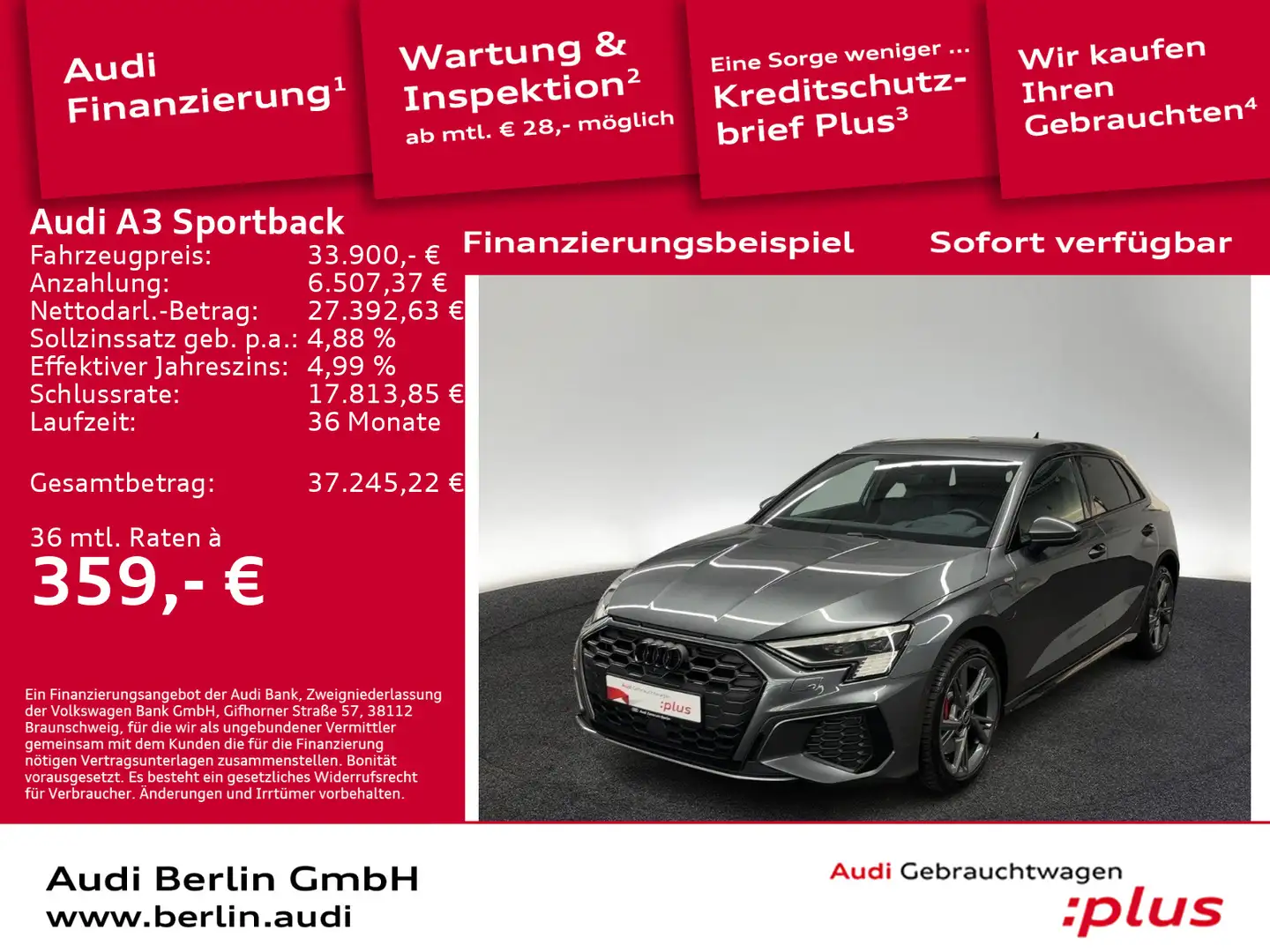 Audi A3 S line 45 TFSI e S tr. MATRIX HUD Grau - 1