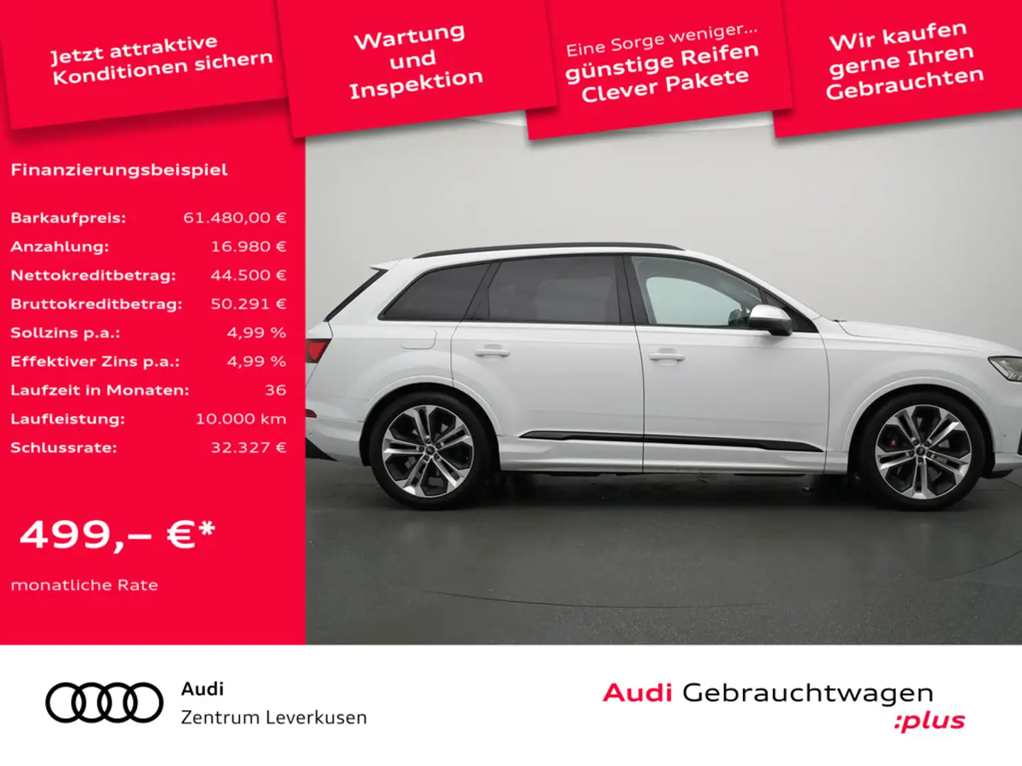 Audi SQ7 STANDHZ PANO AHK RAUTE LUFT LEDER NAVI VI Blanc - 2