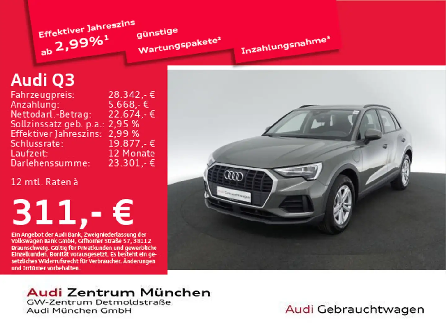 Audi Q3 45 TFSI e S tronic Virtual+/Navi+/GRA Grau - 1