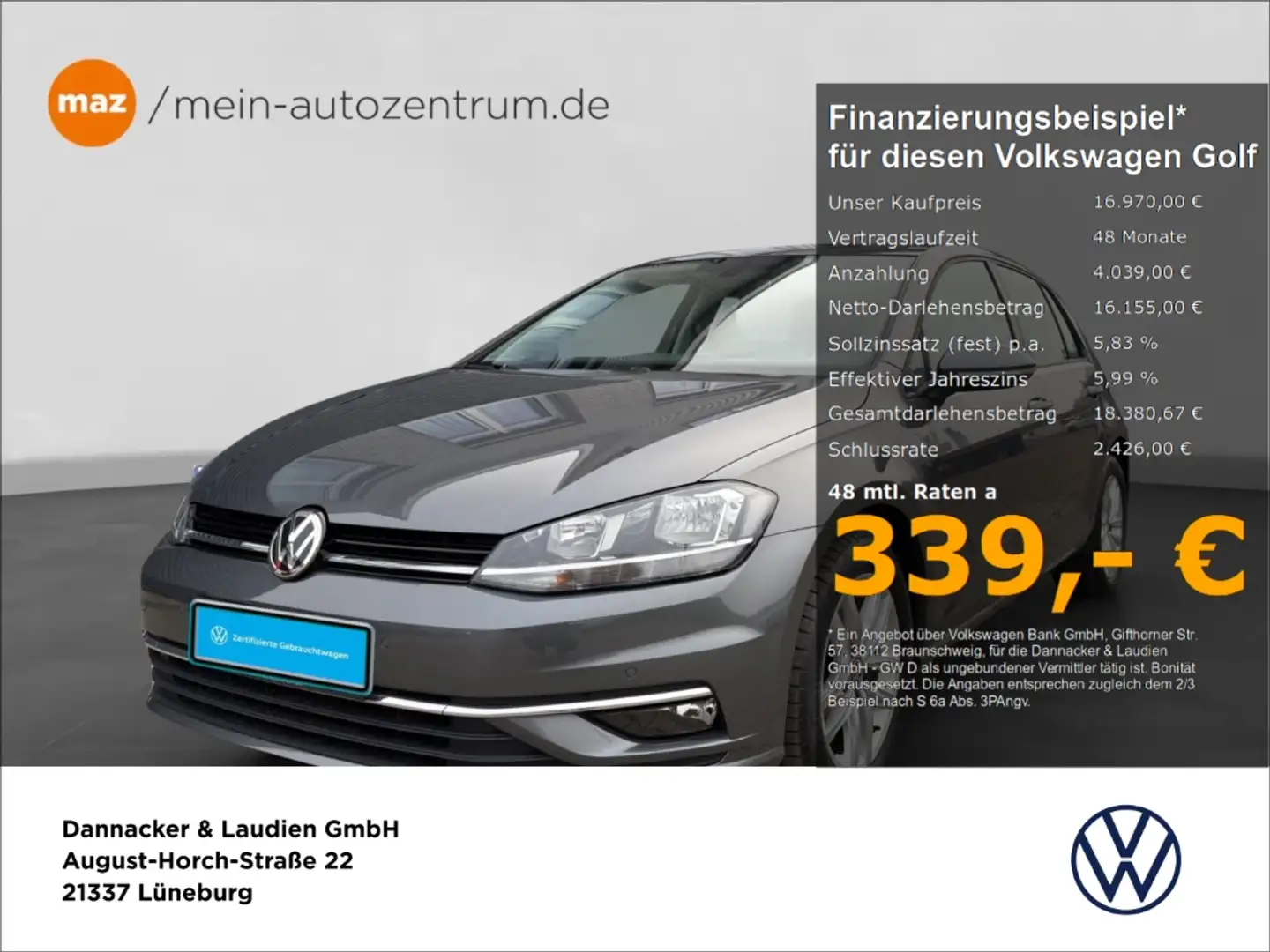 Volkswagen Golf VII 1.0 TSI Comfortline Alu AHK PDC LED-Tagf. Comp Grau - 1