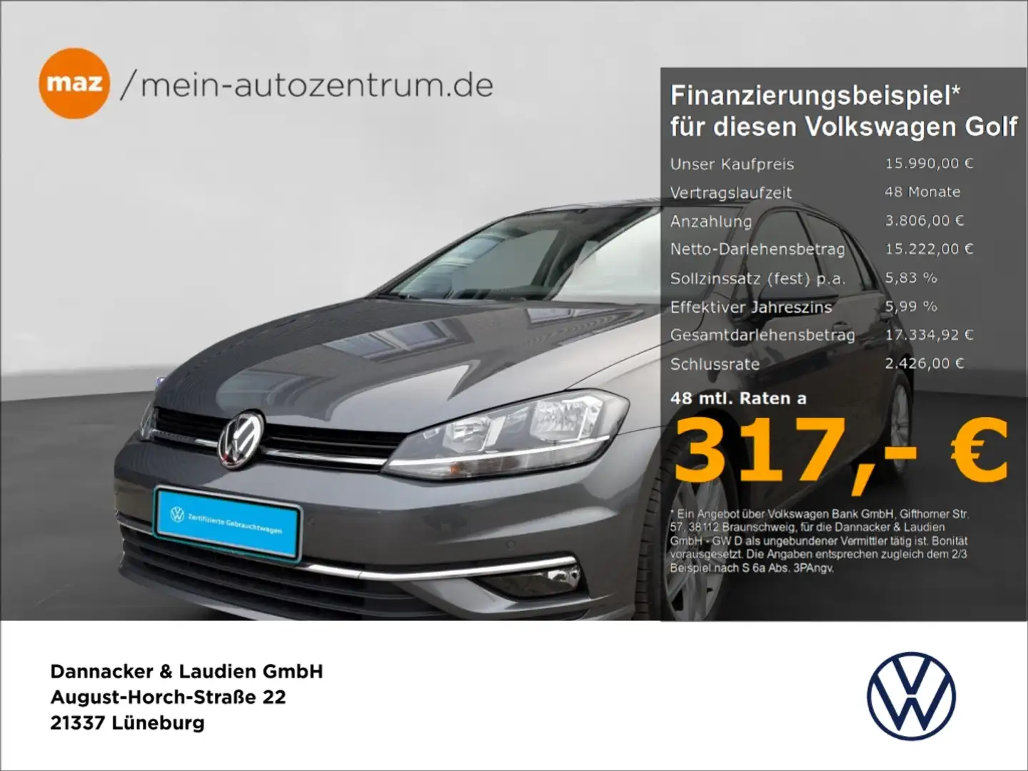 Volkswagen Golf VII 1.0 TSI Comfortline Alu AHK PDC LED-Tagf. Comp Grau - 1