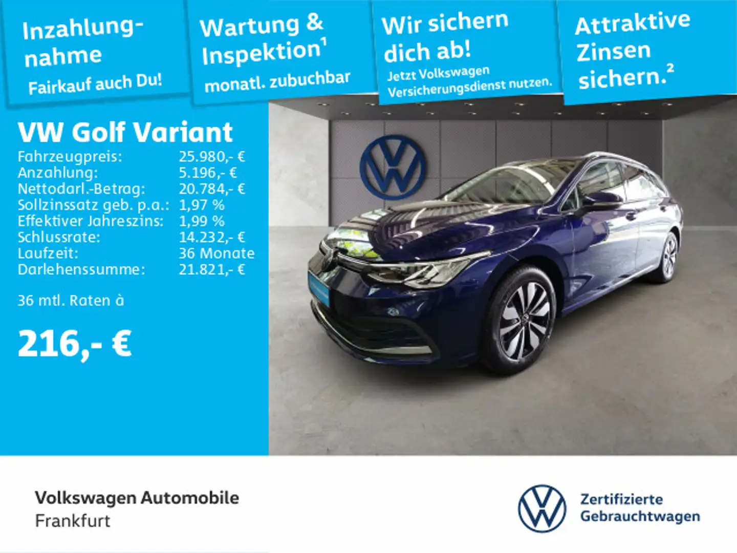 Volkswagen Golf Variant Golf VIII Variant 2.0 TDI MOVE Navi LED DAB+ Fro Blau - 1