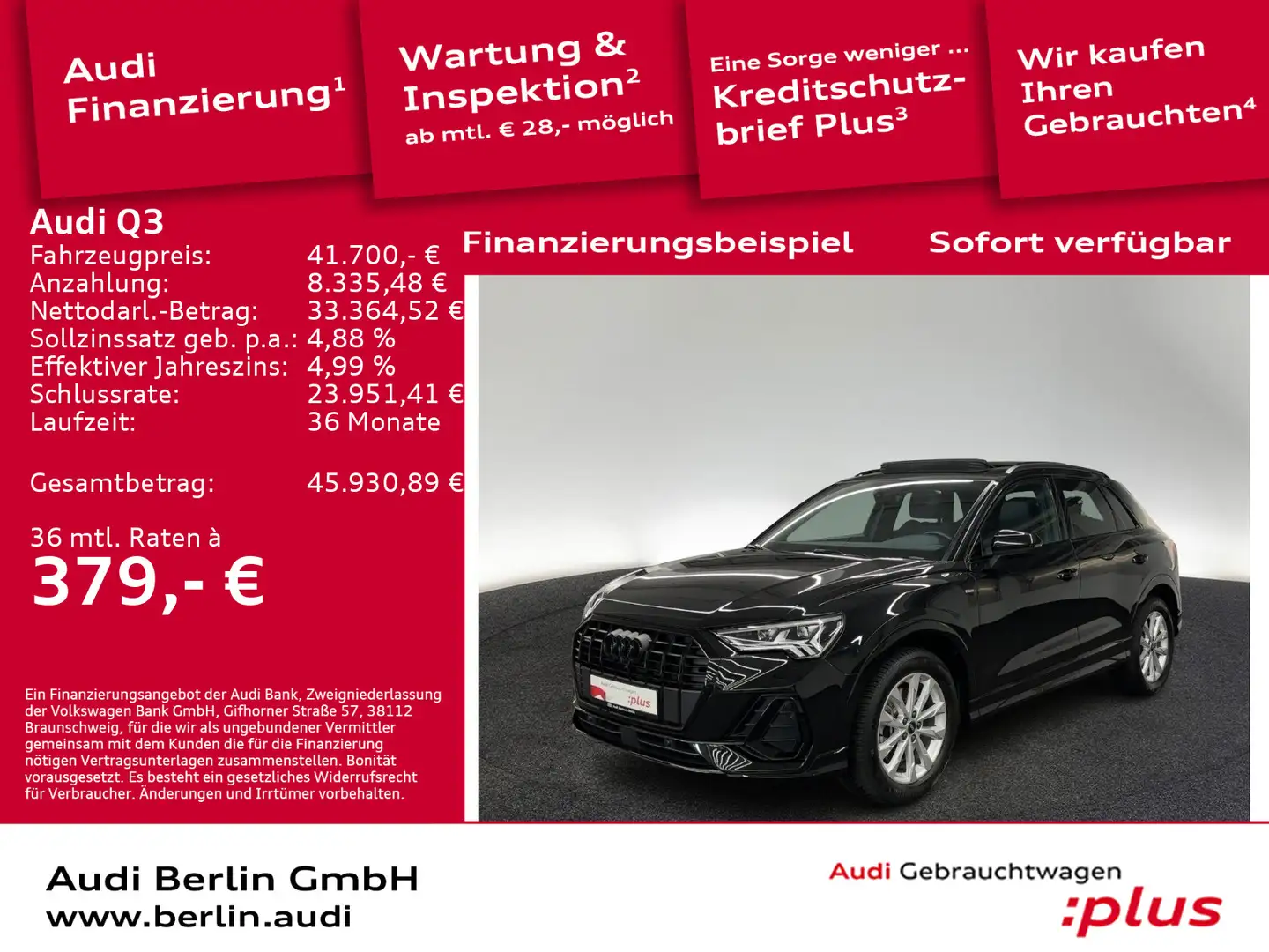 Audi Q3 S line 40 TFSI qu.S tr. STDHZG MATRIX PANO Schwarz - 1