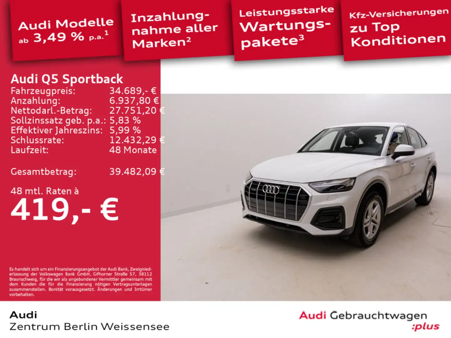 Audi Q5 50 TFSI e S-TRO*QUA*MATRIX*ACC*RFK* Weiß - 1