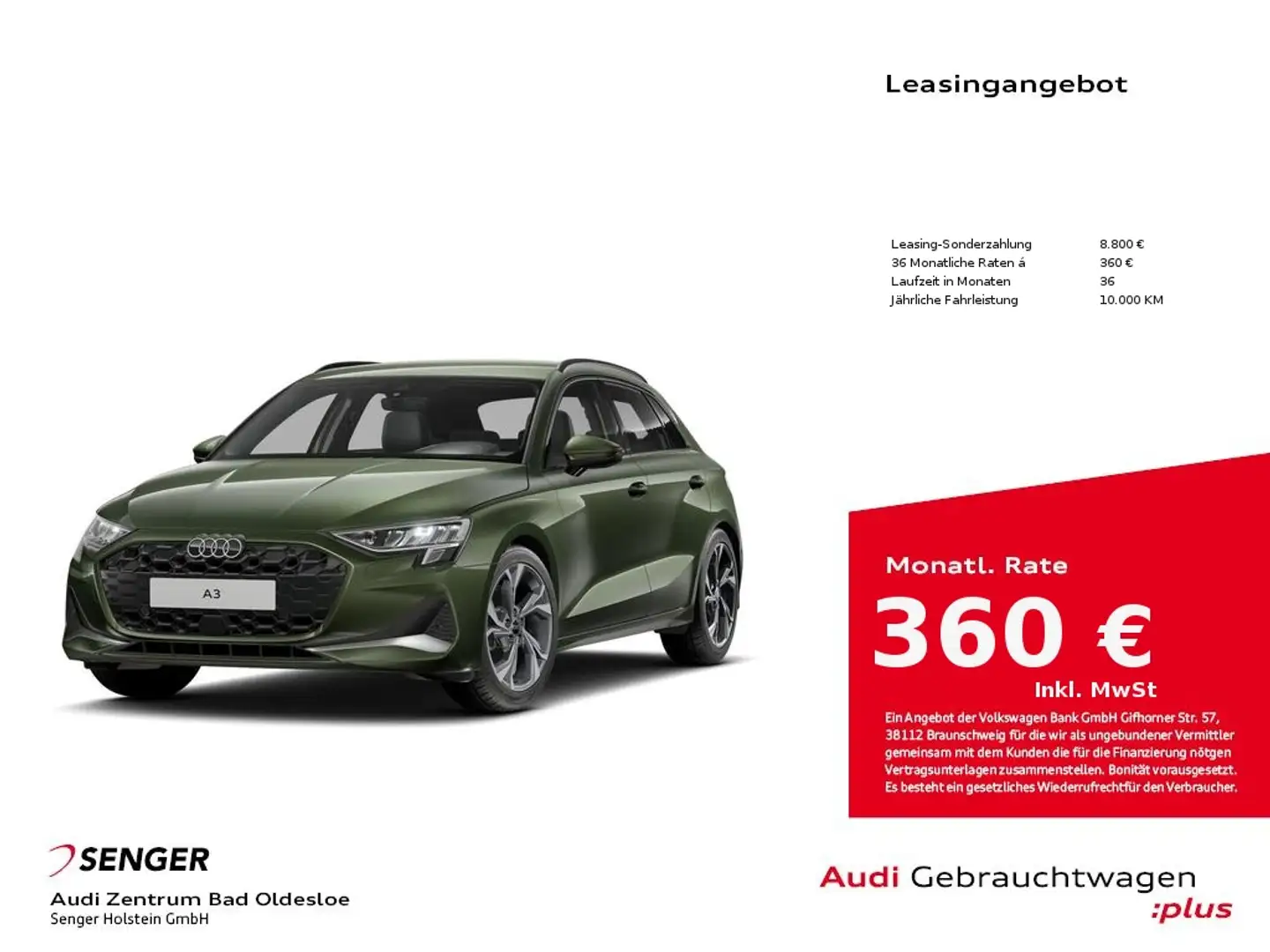 Audi A3 Advanced 30 TFSI Digitales Cockpit Grün - 1