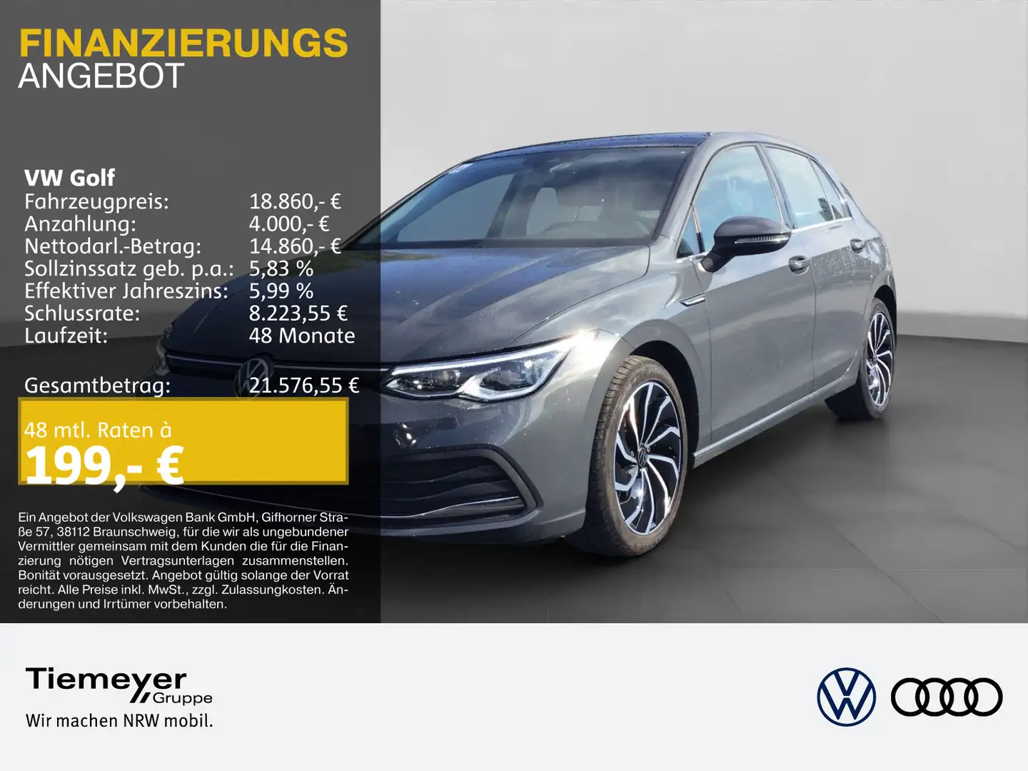 Volkswagen Golf 1.5 TSI STYLE MATRIX PANO NAVI LM17 Grau - 1