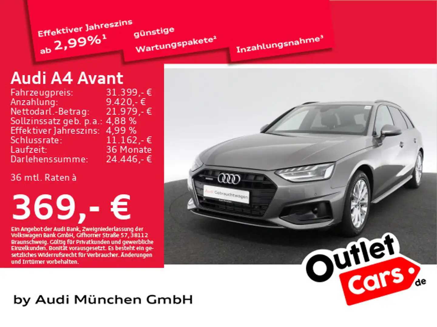 Audi A4 45 TFSI qu. S tronic ACC/LED/Navi+/Kame Grau - 1