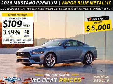 ECOBOOST PREMIUM FASTBACK VAPOR BLUE METALLIC - 2.3L ECOBOOST - LIMITED SLIP AXLE - HEATED STEERING WHEEL - AMBIENT LIGHT