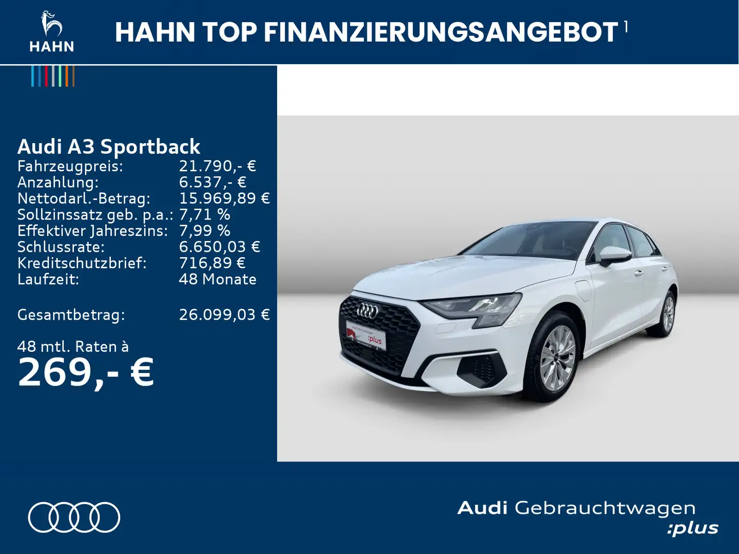 Audi A3 40 TFSIe S tronic Navi Einpark Virt Weiß - 2