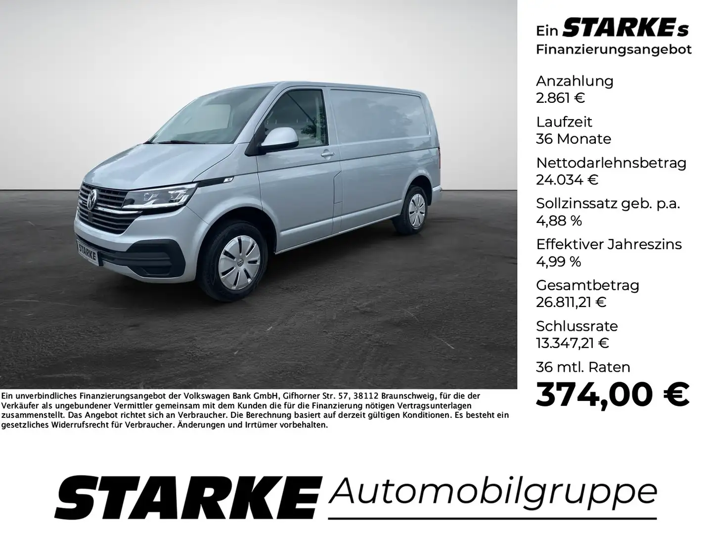 Volkswagen T6 Transporter T6.1 2.0 TDI DSG Kasten Zilver - 1