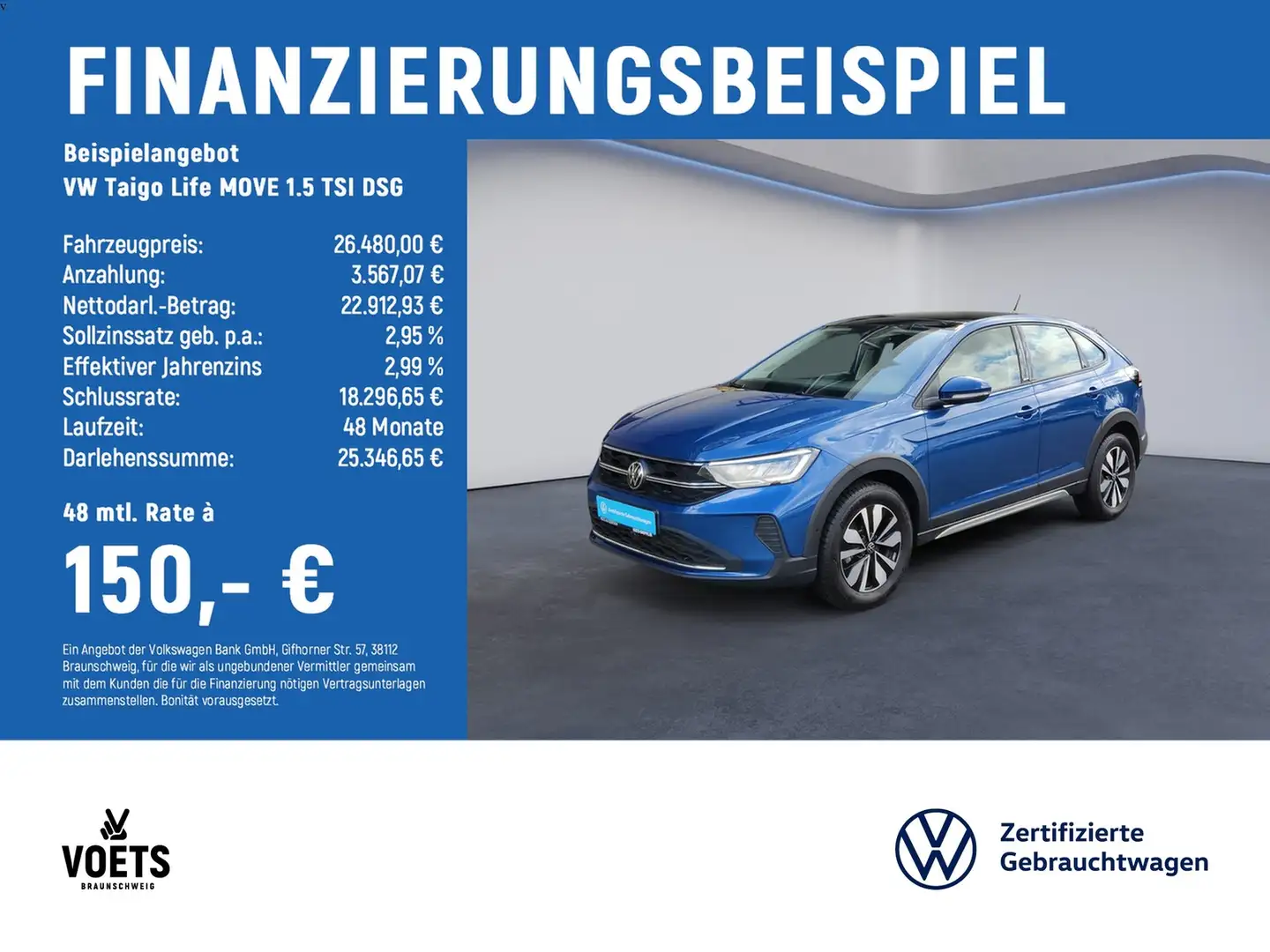 Volkswagen Taigo Life MOVE 1.5 TSI DSG PANO+AHK+RearView Blau - 2