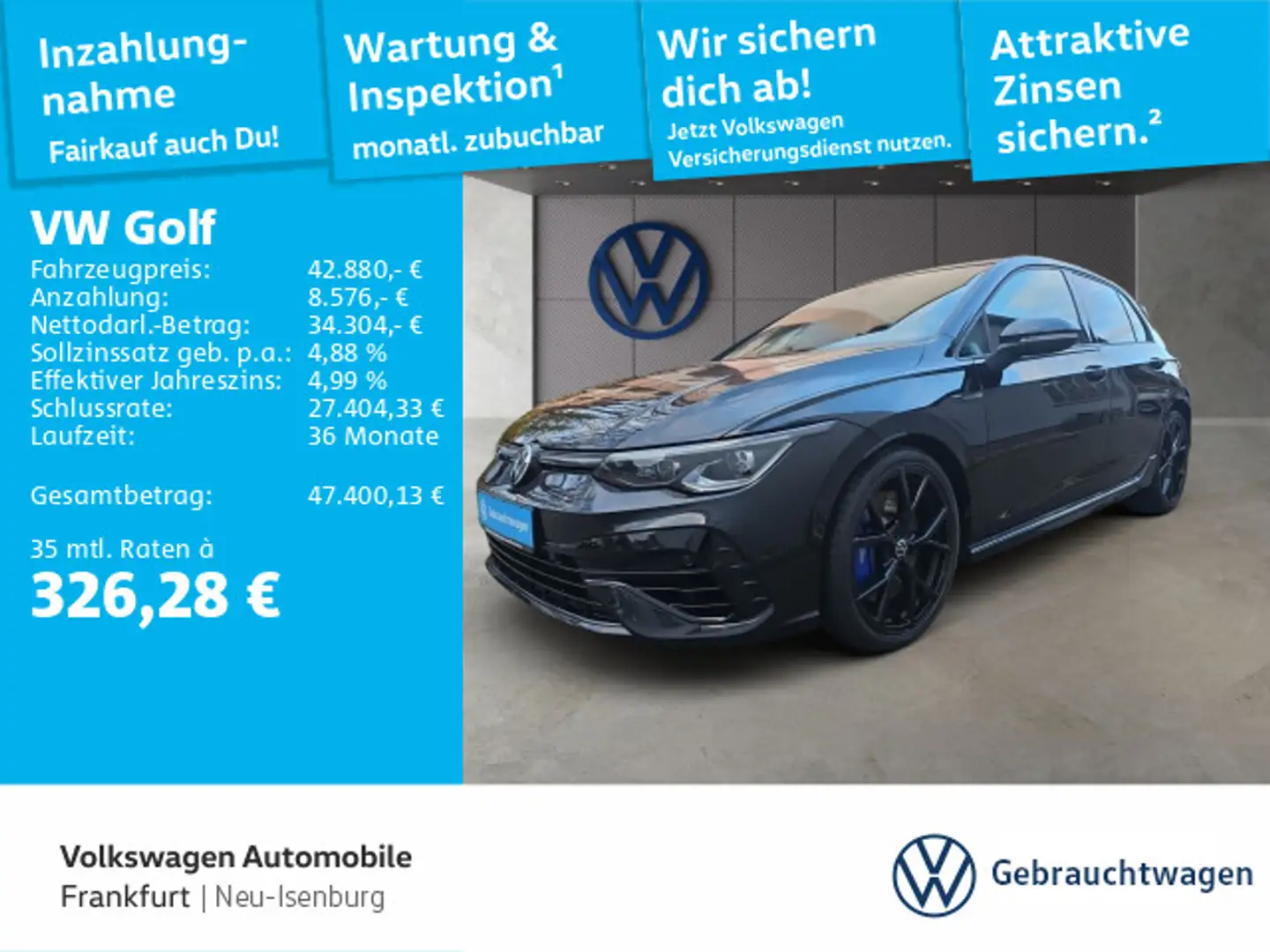 Volkswagen Golf VIII 2.0 TSI R Akrapovic Navi Pano Black Rü Schwarz - 1