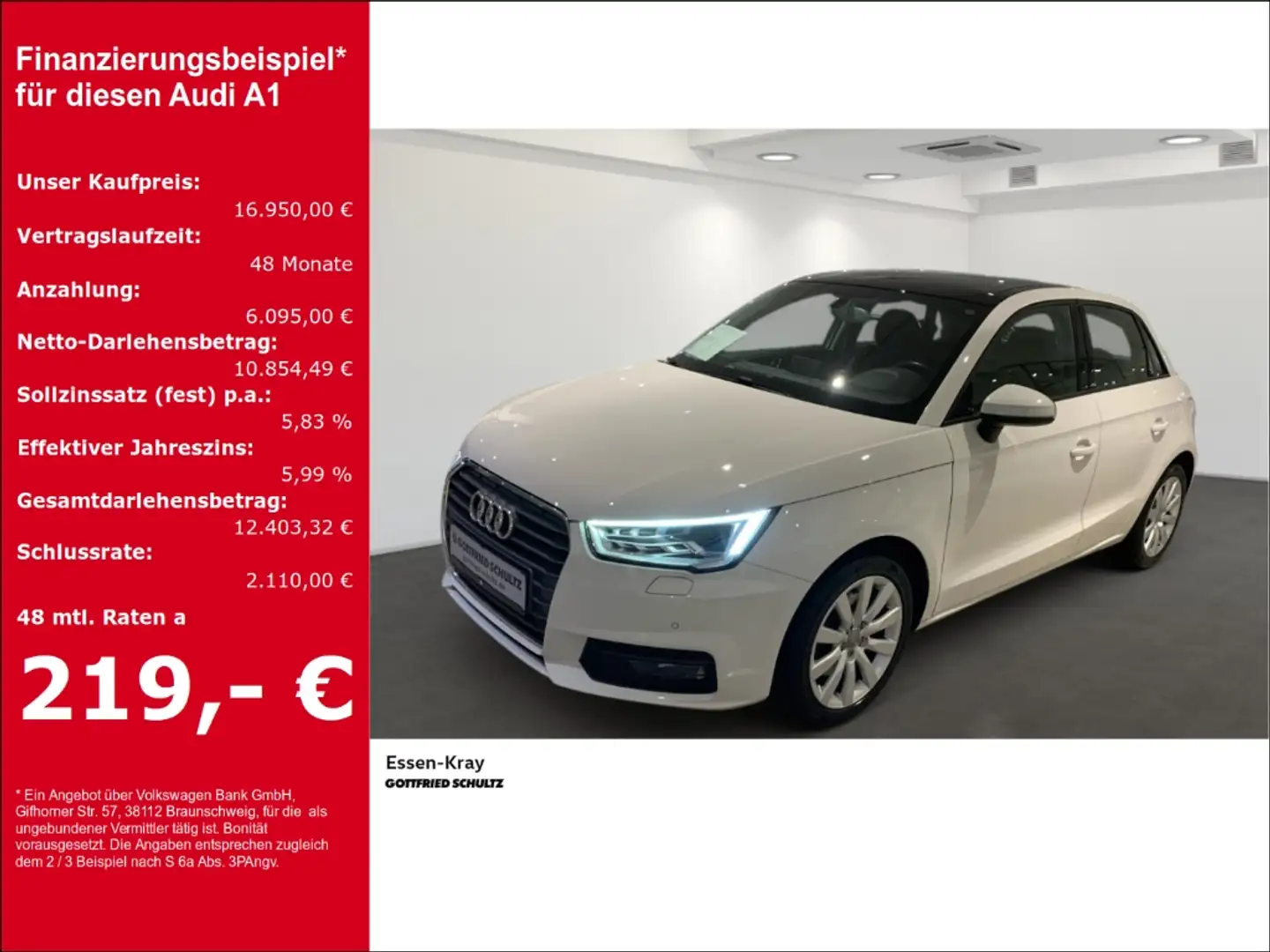 Audi A1 Sportback sport 1.4 TFSI Navi Pano Xenon Weiß - 1