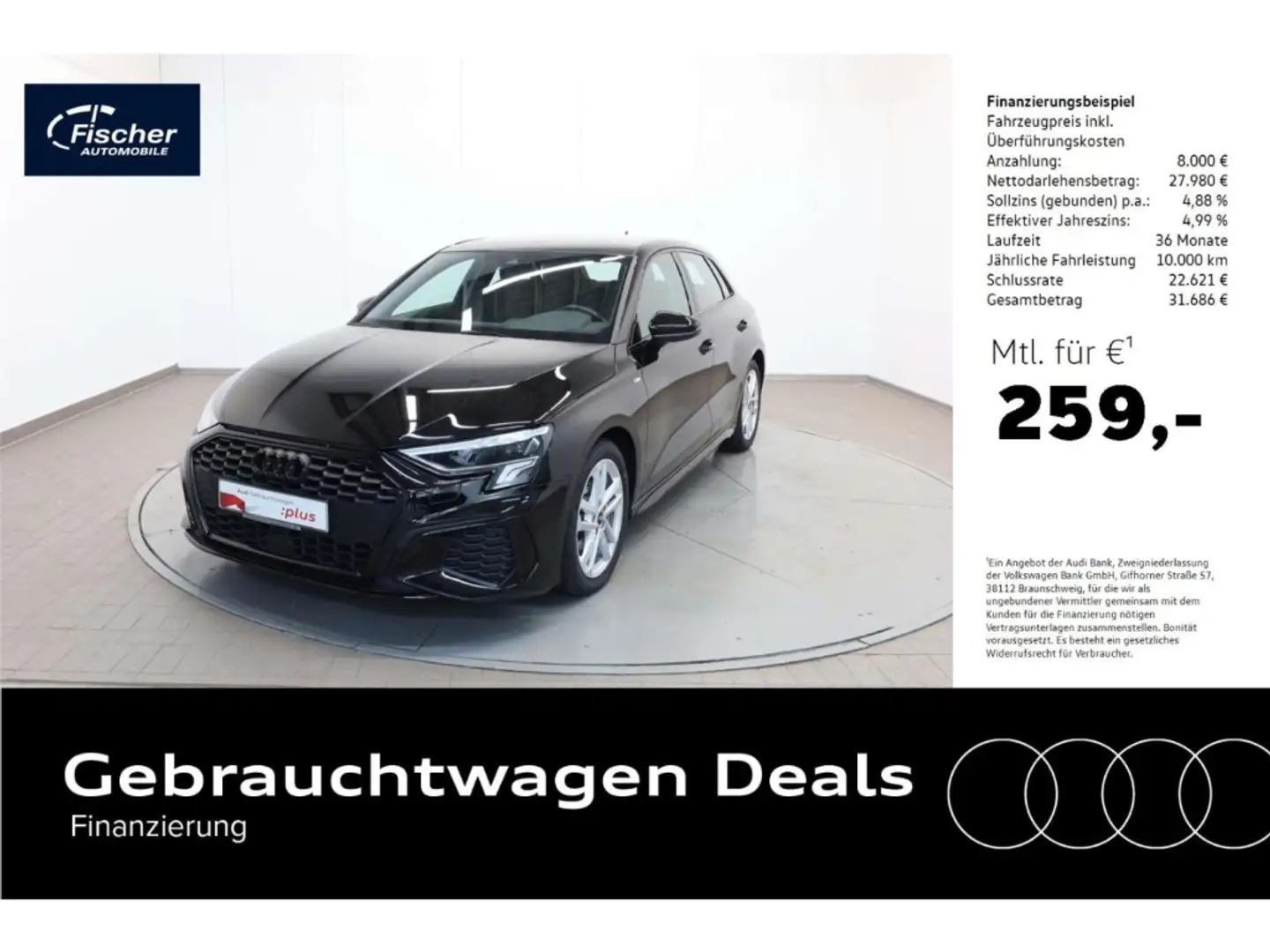 Audi A3 Sportback 35 TDI S line S-Tronic AHK/P-Dach Schwarz - 1
