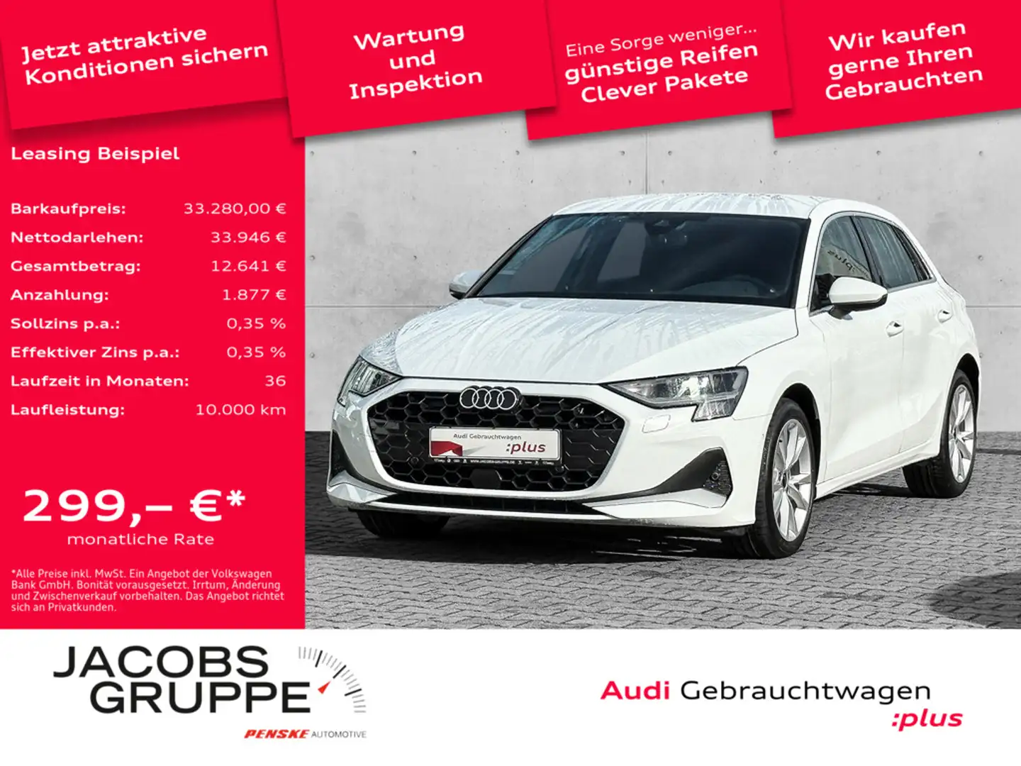 Audi A3 Sportback 35 TDI Kamera/ACC/LED/Navi advanced Weiß - 1