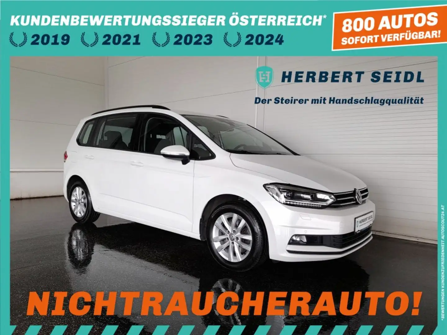 Volkswagen Touran CL 1,6 TDI DSG *STANDHZG / LED MIT FLA / NAVI / AHV & KAMERA / ACC / KEYLESS / TEILLEDER SPORTITZE* Weiß - 1