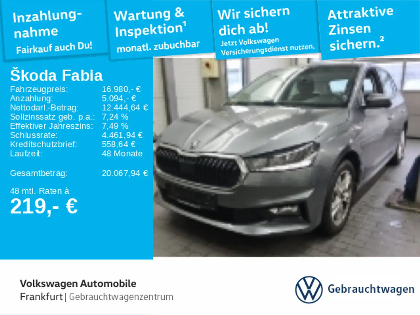 Skoda Fabia Ambition 1.0 TSI DSG FrontAssist LaneAssis Grau - 1