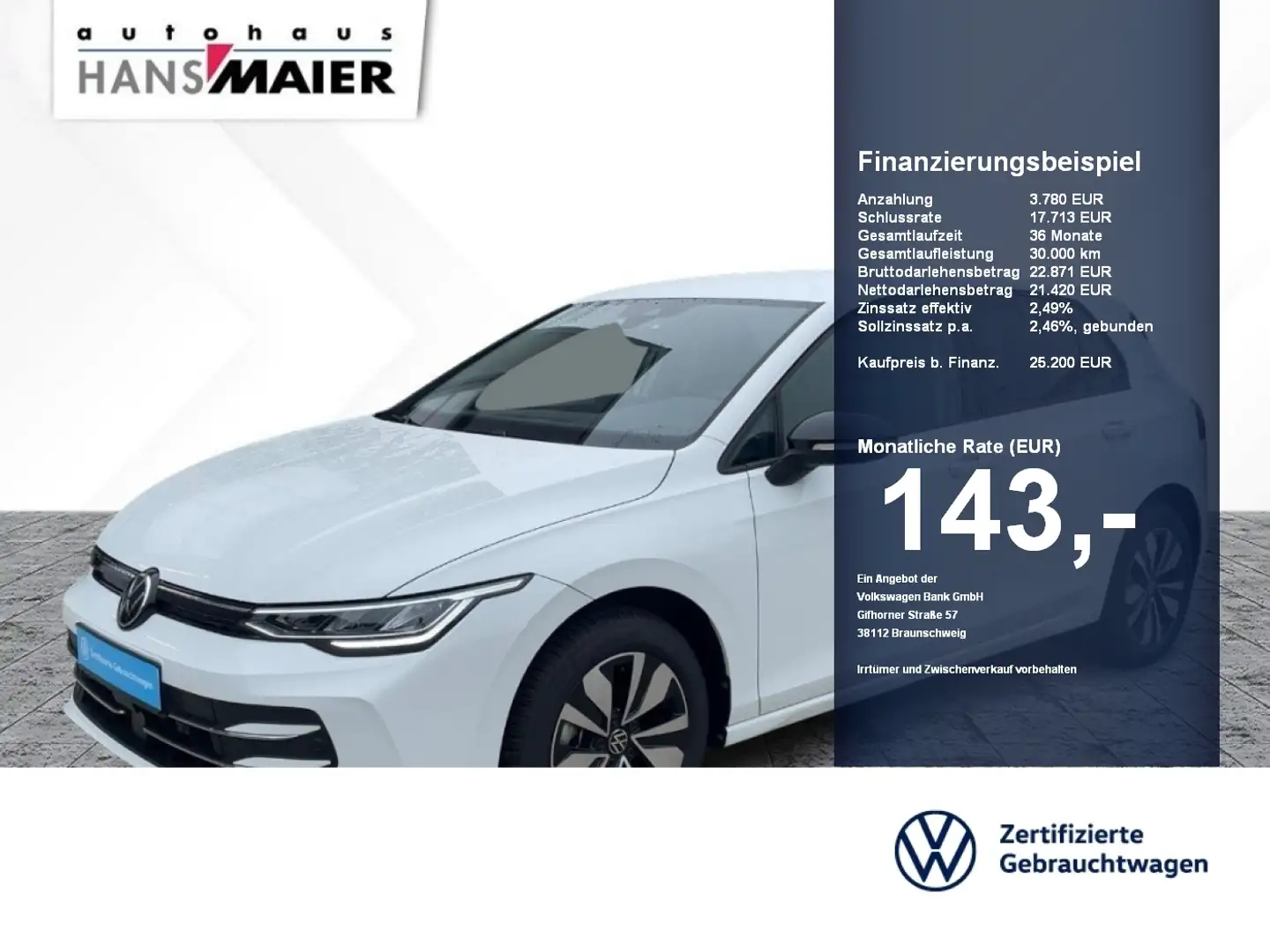 Volkswagen Golf Goal TSI 6-Gang LED Kamera ACC SH GJR Weiß - 1