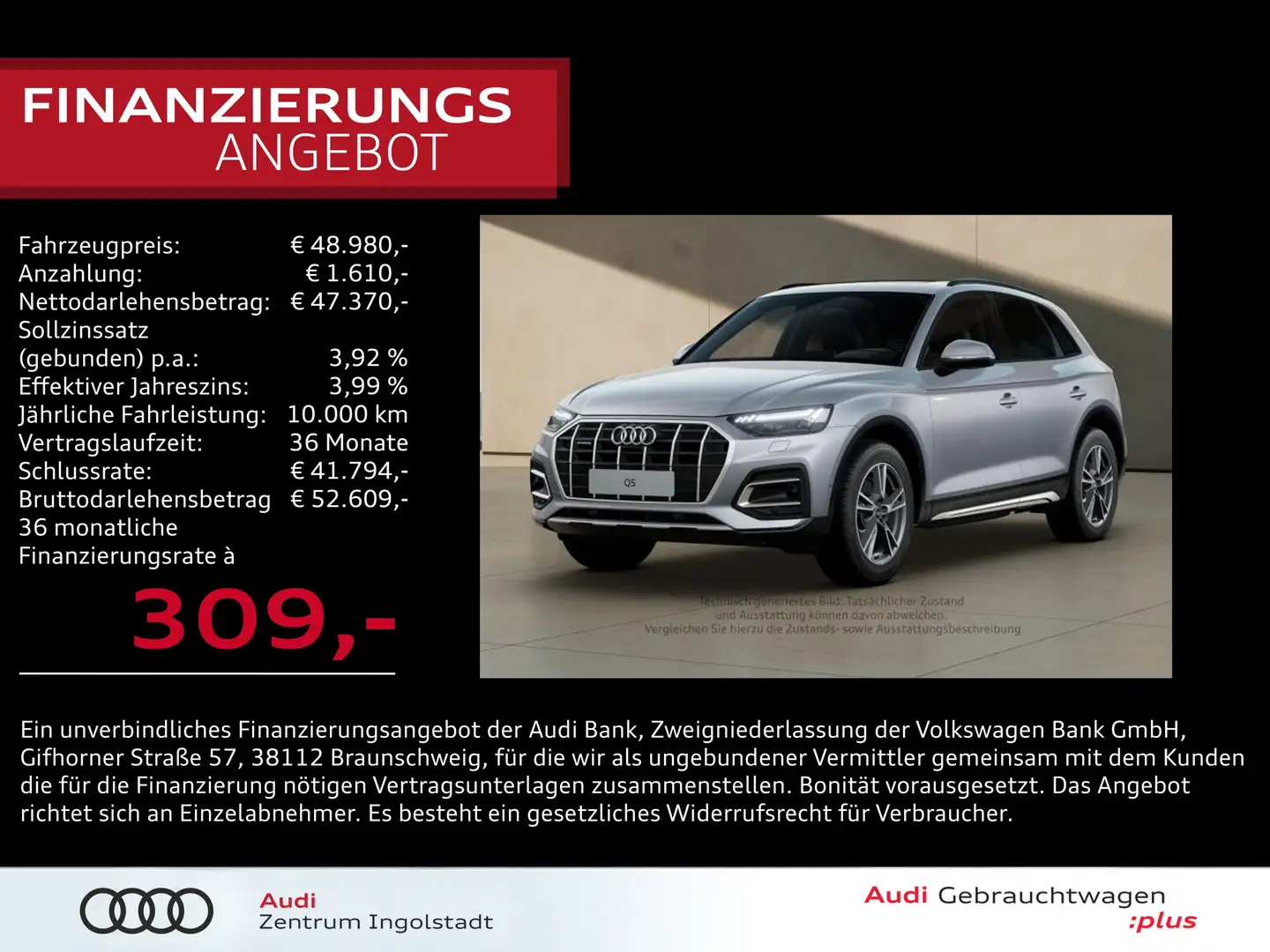 Audi Q5 45 TFSI qu S line MATRIX Pano AHK Raute Kam. Advan Silber - 1