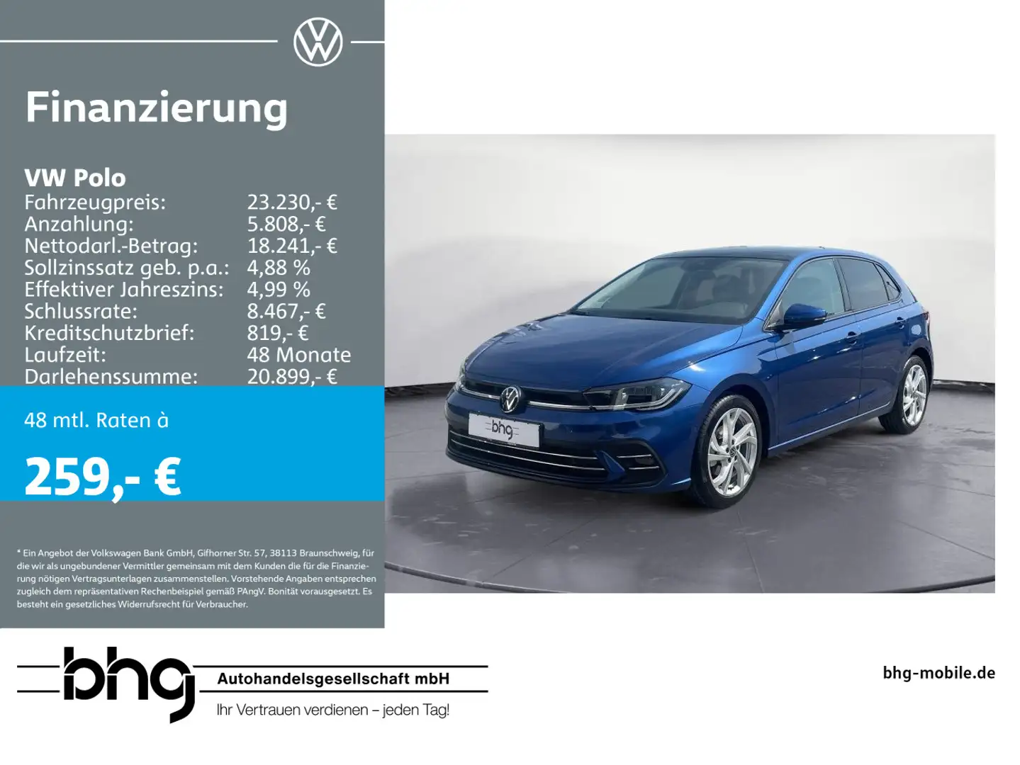 Volkswagen Polo 1.0 TSI OPF DSG Style Blau - 1