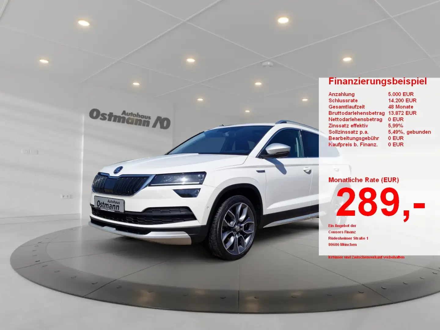 Skoda Karoq 2.0 TDI DSG Scout AHK PANO ACC NAV KAM Weiß - 1
