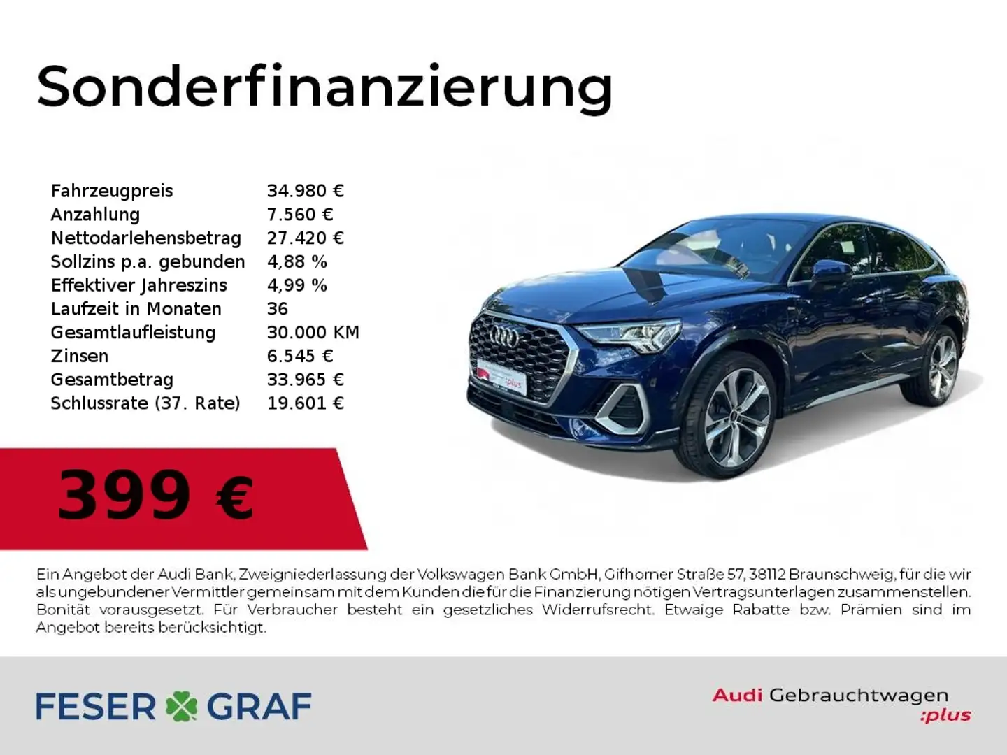 Audi Q3 Sportback 45 TFSIe S line Matrix/360°Cam/SONOS/AHK Blauw - 1