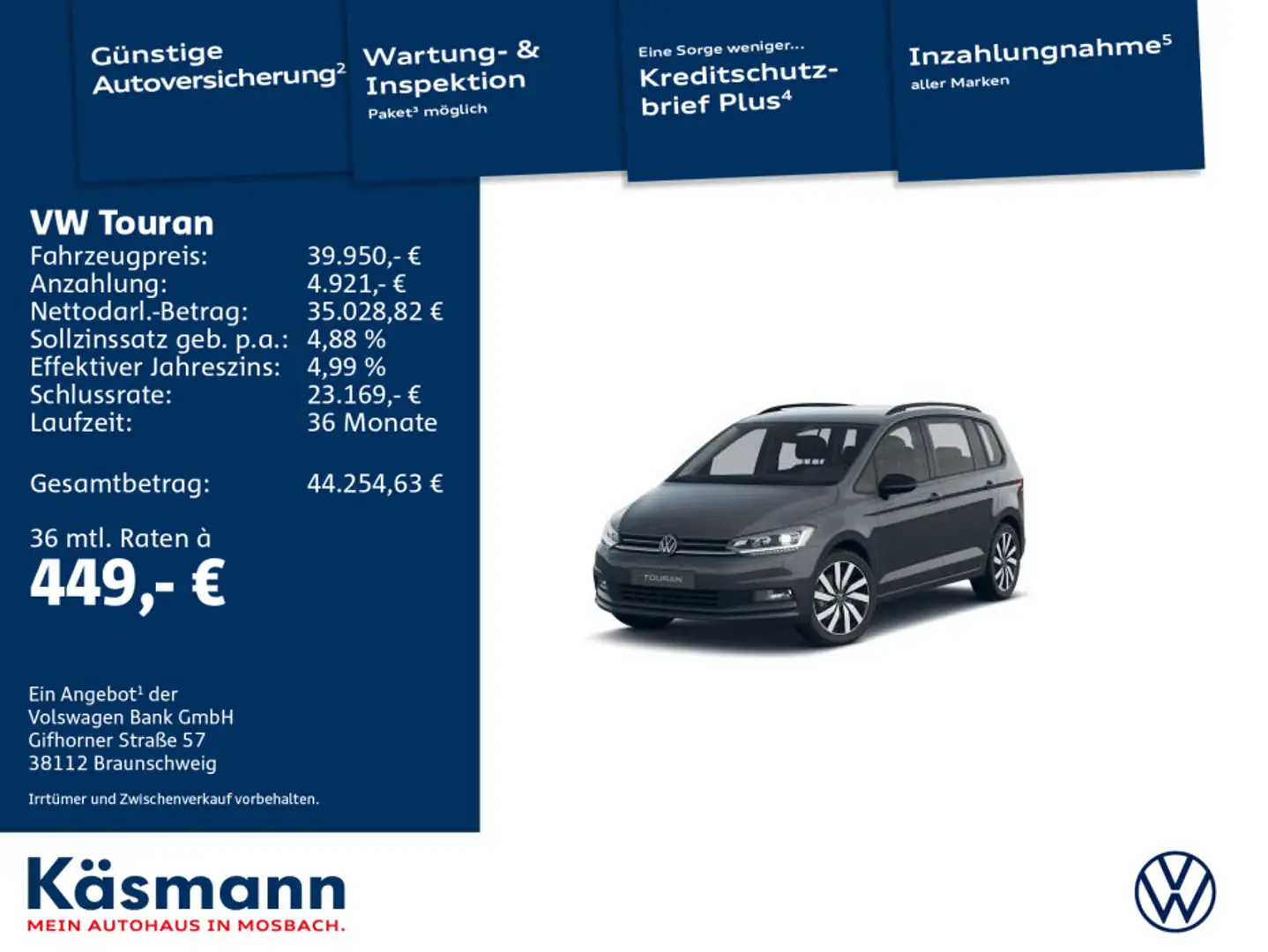 Volkswagen Touran Highline 2.0TDI BLACKSTYLE NAVI KAM Grau - 1