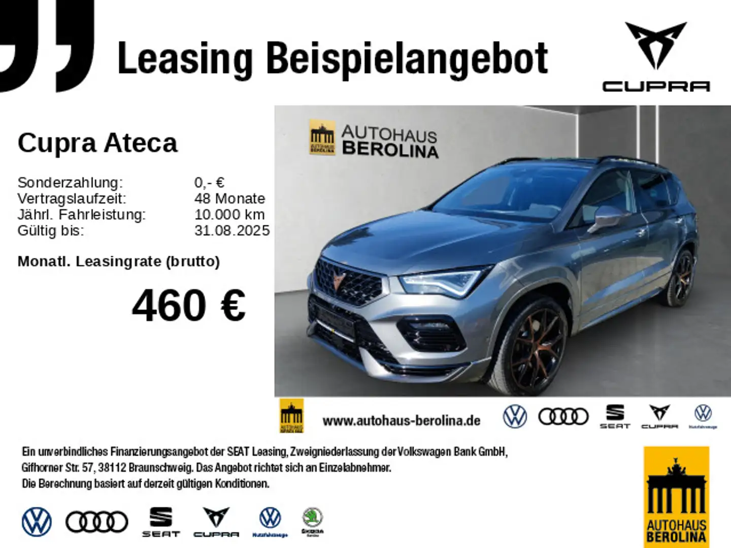 CUPRA Ateca 2.0 TSI 4D VZ DSG *PANO*BEATS*AHK*ACC*SHZ* Grau - 1