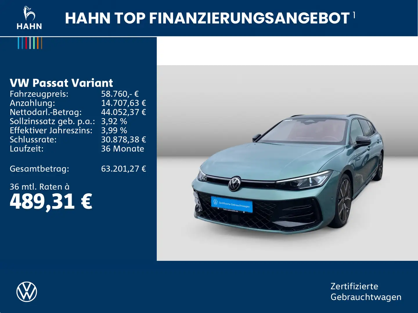 Volkswagen Passat Variant 2.0TDI 4Mo R-Line Signature Pano Grün - 2