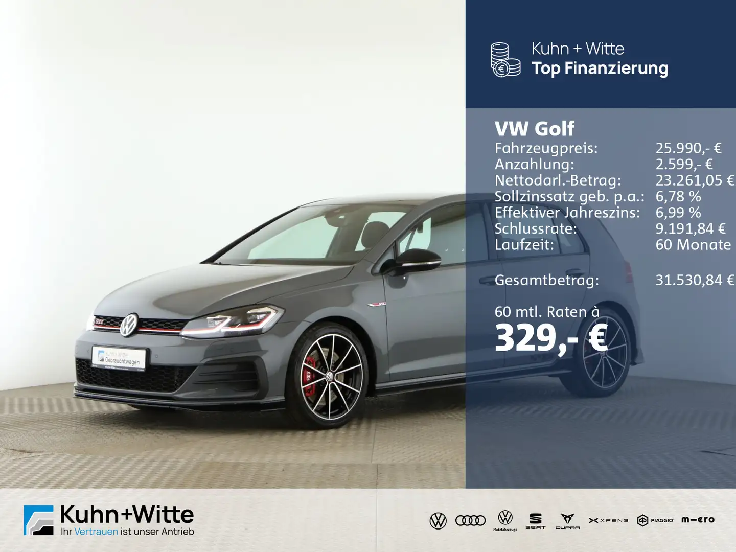Volkswagen Golf GTI Golf VII 2.0 TSI GTI TCR *LED*PDC*SHZ*Navi* Gris - 1