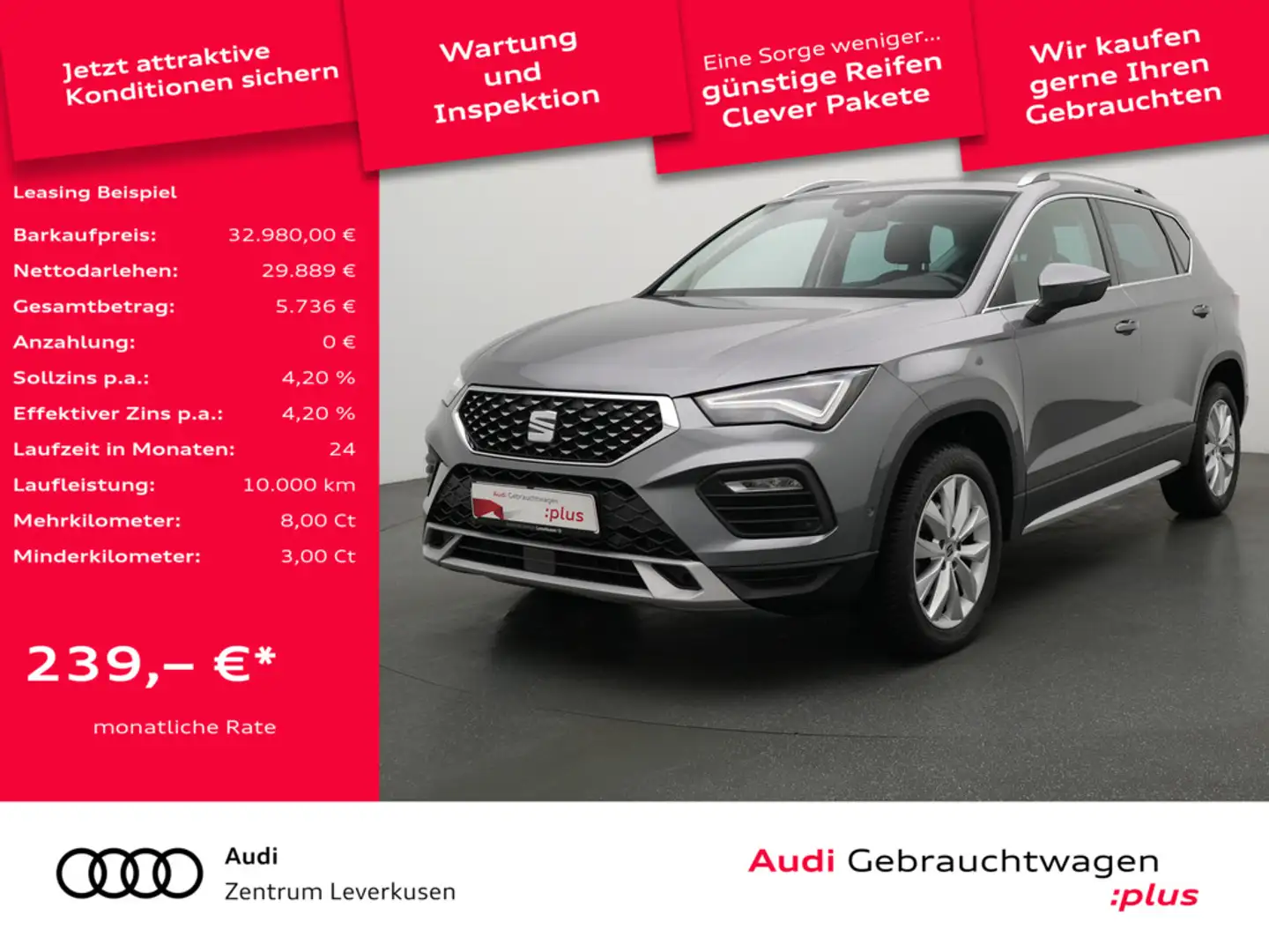 SEAT Ateca Xperience DSG LED AHK NAVI KAM SHZ PDC Grau - 1