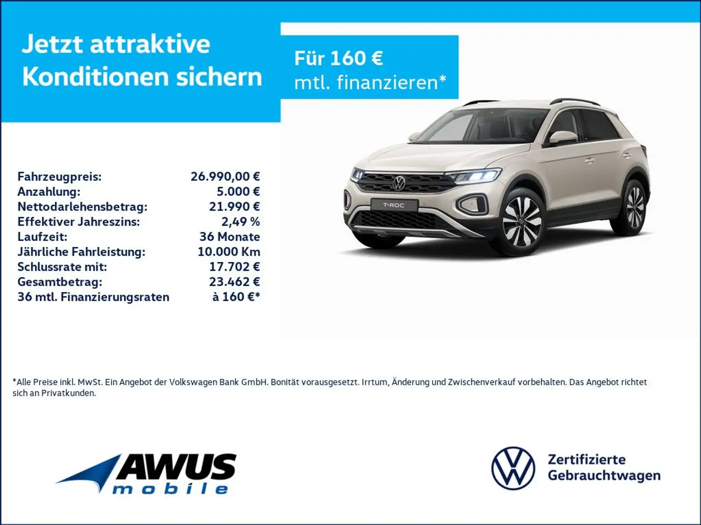 Volkswagen T-Roc 1.5TSI Move AHK Silber - 1