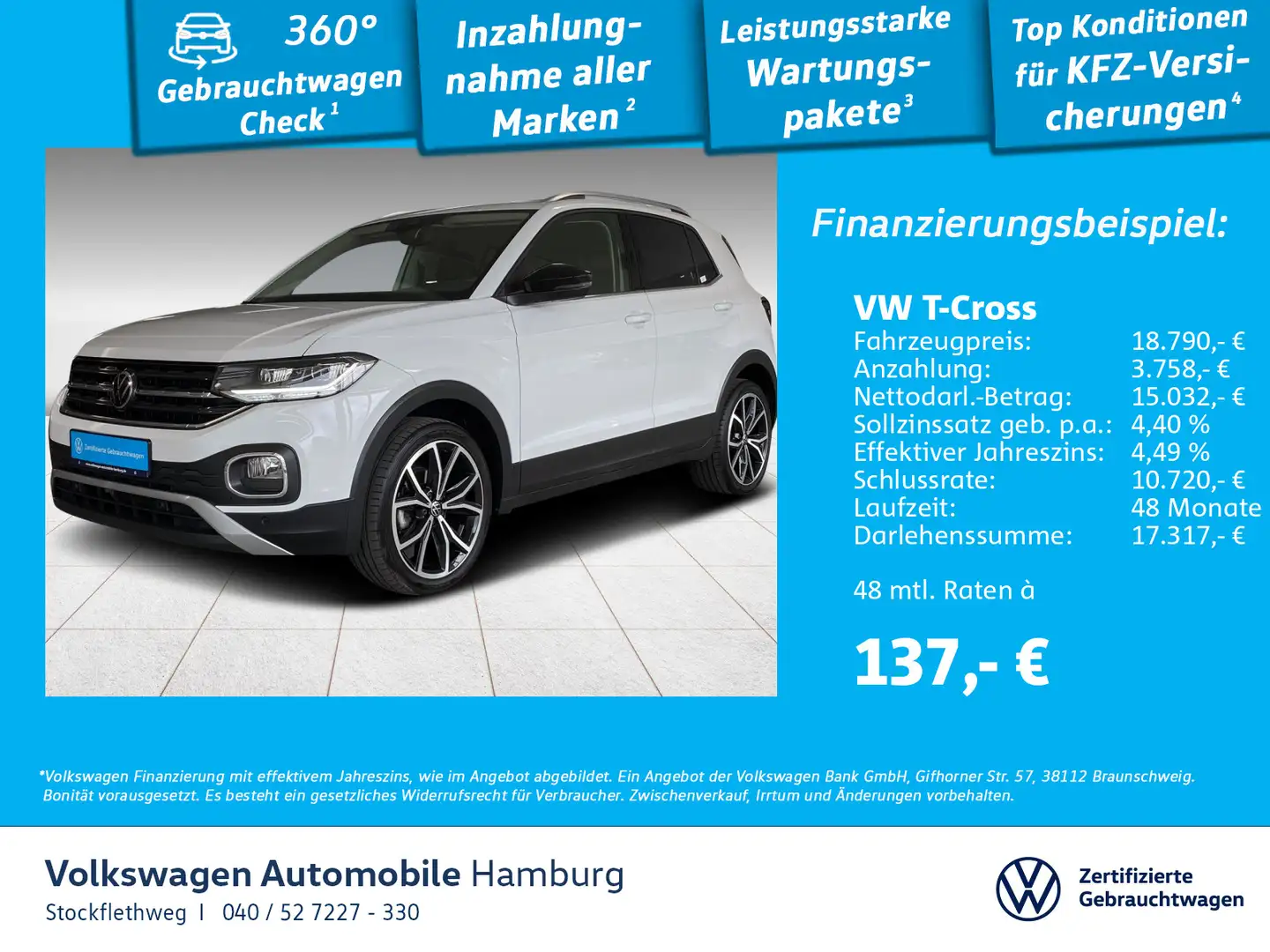 Volkswagen T-Cross 1.0 TSI Style AHK Nav Kamera LED Privacy Wit - 1