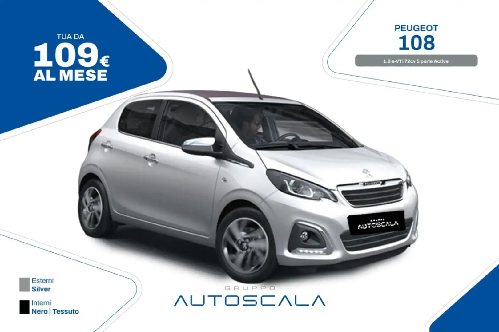 Peugeot 108 1.0 e-VTi 72cv 5 porte Active Gris - 1