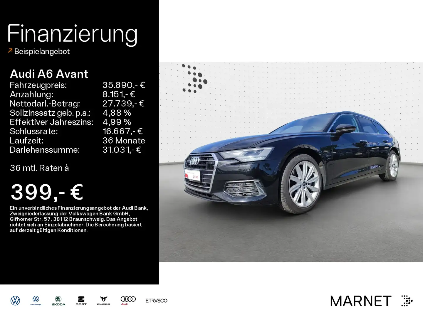 Audi A6 Design 45 TDI quattro*Navi*LED*Alu*PDC* Schwarz - 1