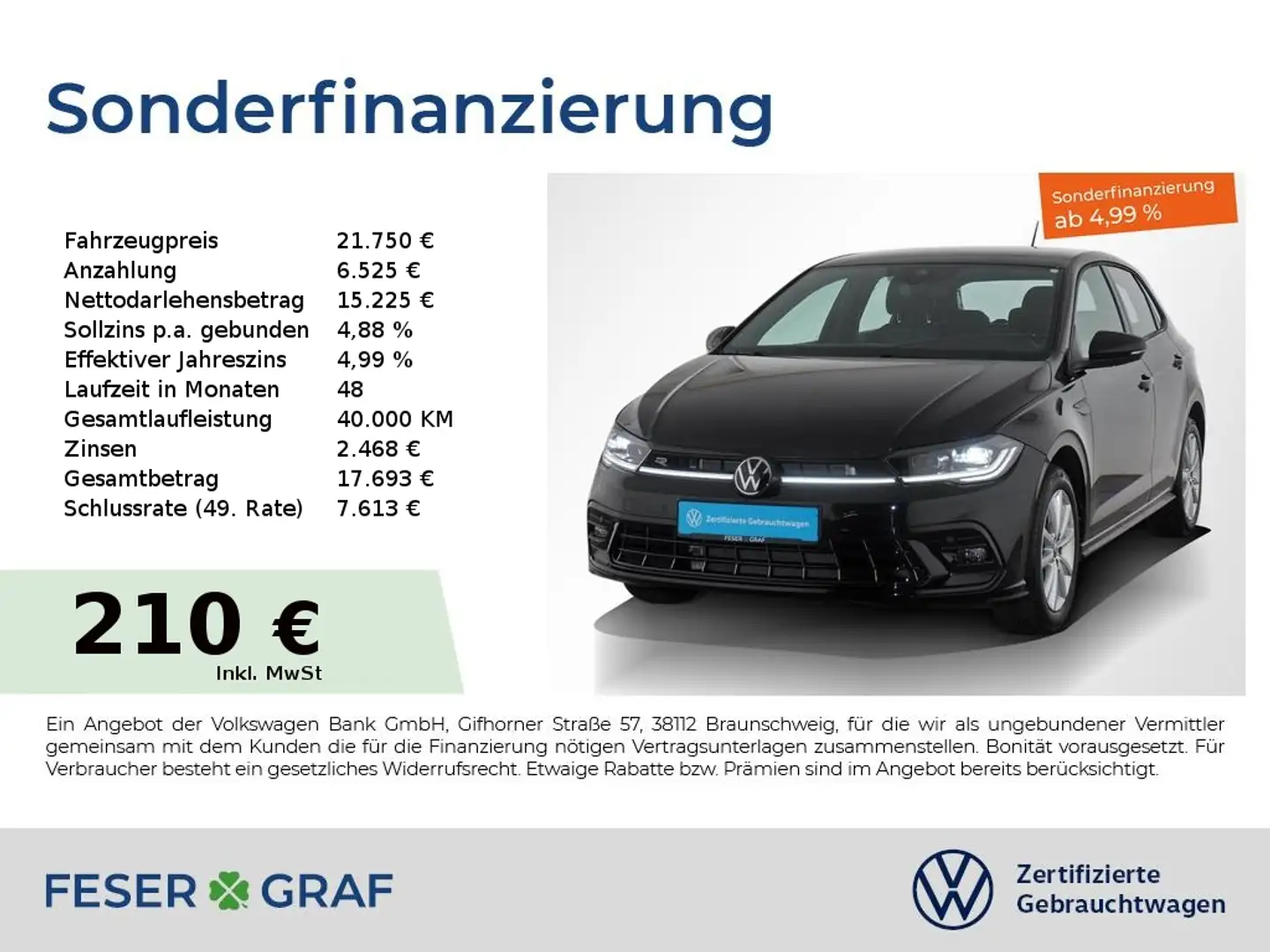 Volkswagen Polo 1.0TSI R-Line DSG LED ACC Rückfahrkamera Schwarz - 1