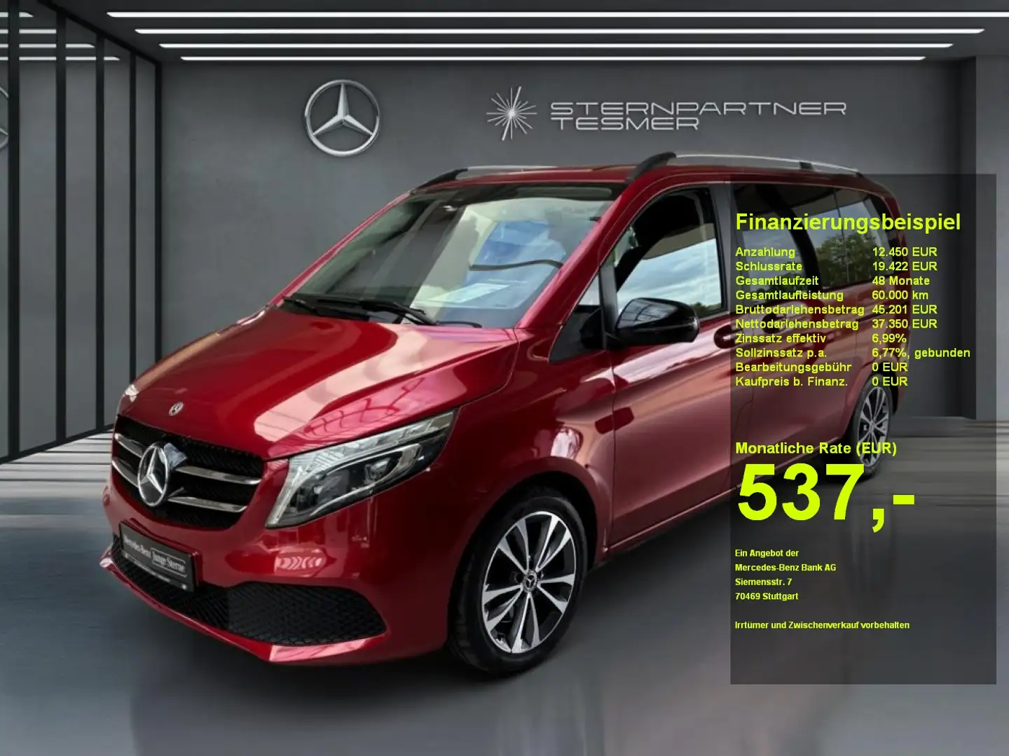Mercedes-Benz V 220 d EDITION Kompakt +Night+KAMERA+NAVI+AUT Rood - 1