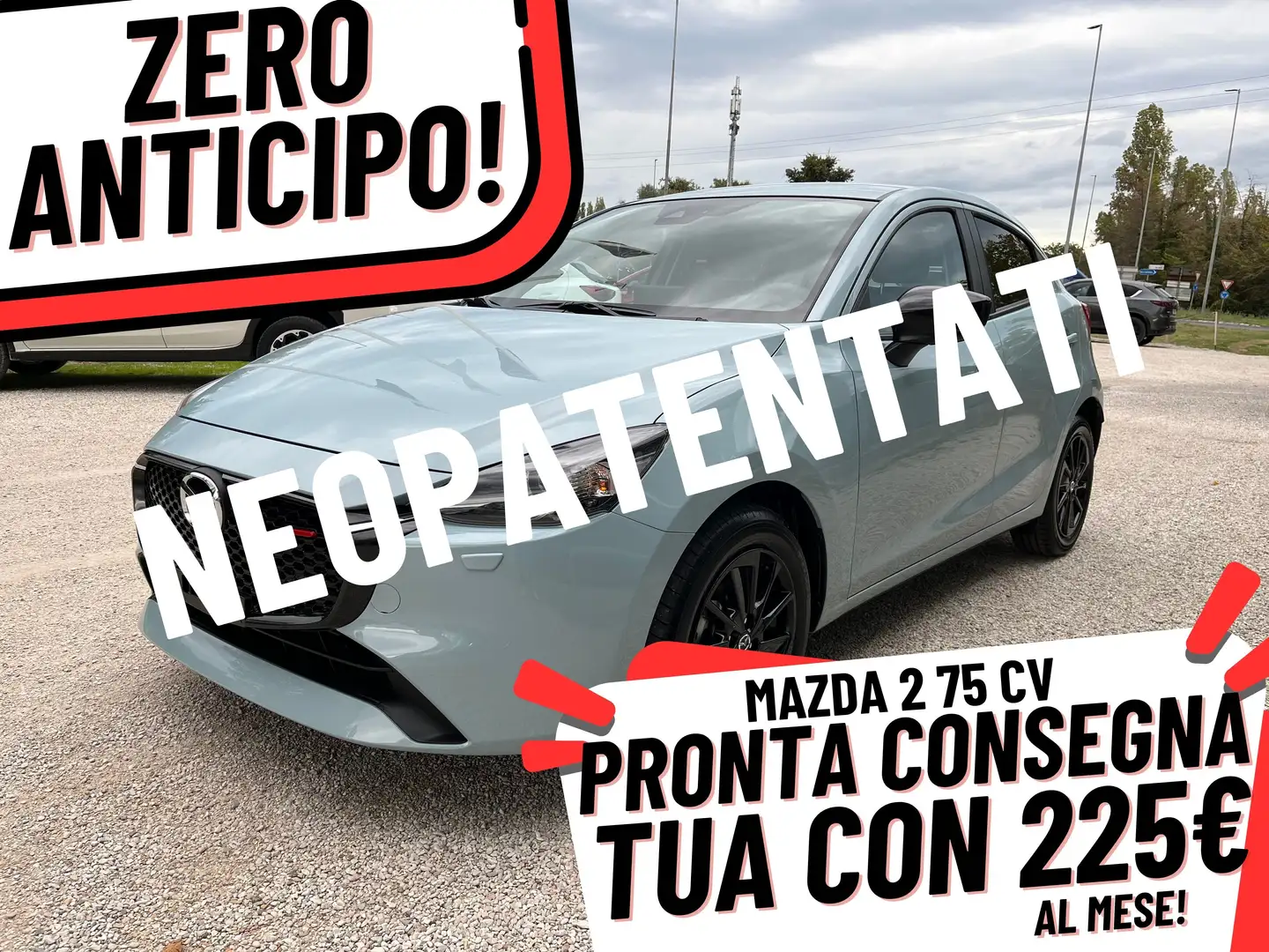 Mazda 2 NEOPATENTATI TUTTO COMPESO 0 ACCONTO 225€/MESE Grigio - 1