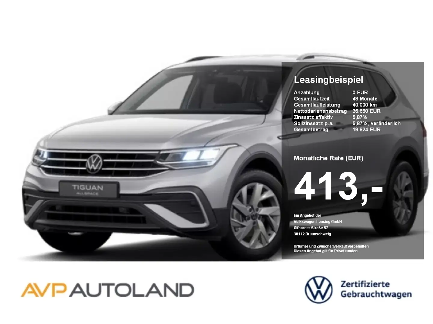 Volkswagen Tiguan Allspace 2.0 TDI DSG Life | AHK | NAVI | Argent - 1
