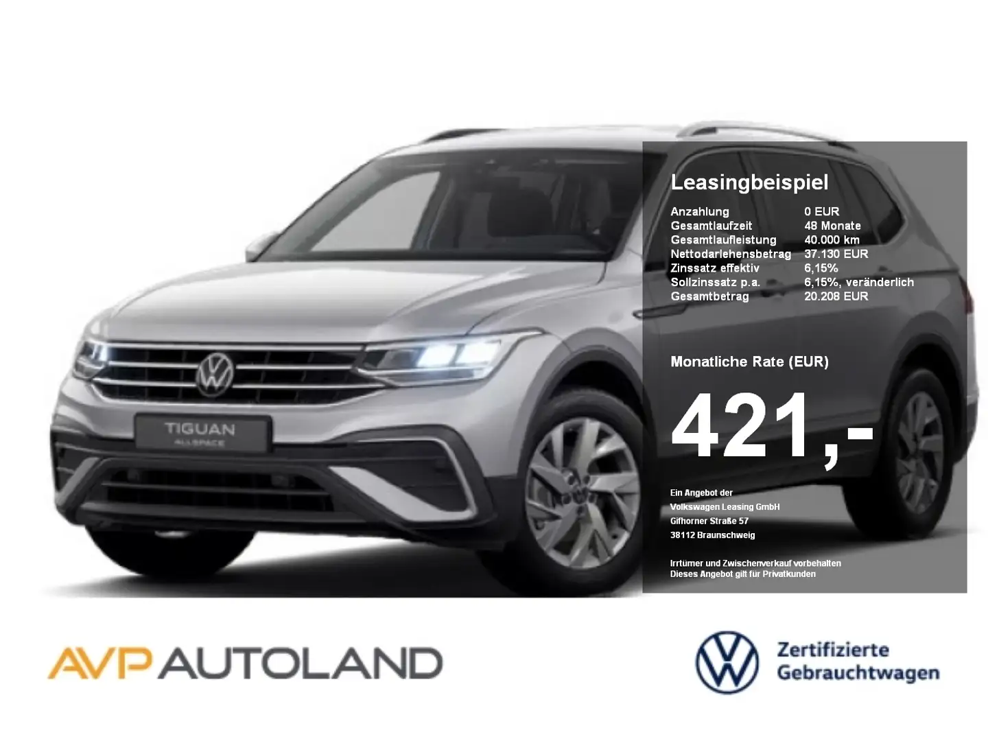 Volkswagen Tiguan Allspace 2.0 TDI DSG Life | AHK | NAVI | Silber - 1