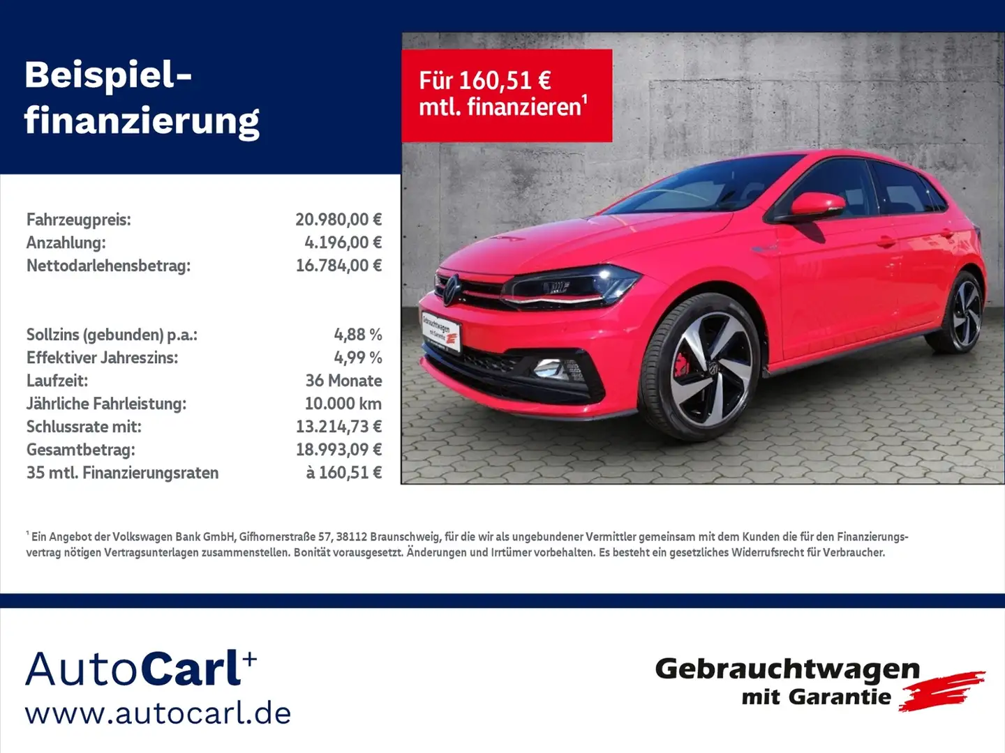 Volkswagen Polo GTI 2.0TSI DSG/ACC/SHZ/LED/Carplay KLIMA LED LEDE Rouge - 1