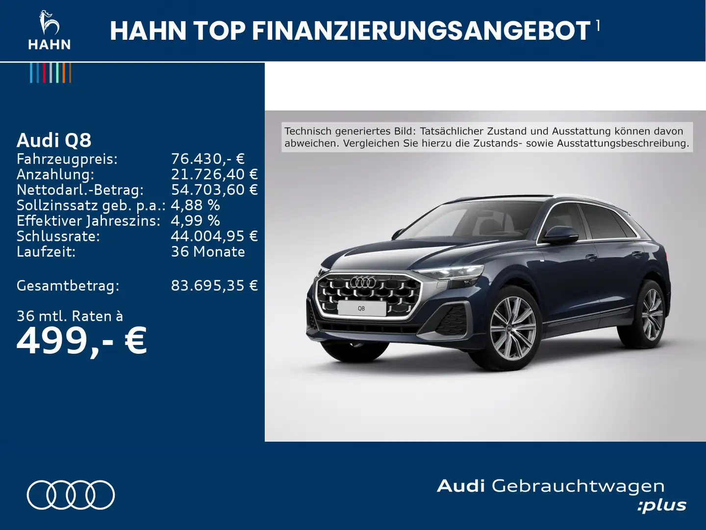 Audi Q8 50 TDI Tiptronic quattro Matrix AHK Pano 360° Blau - 2
